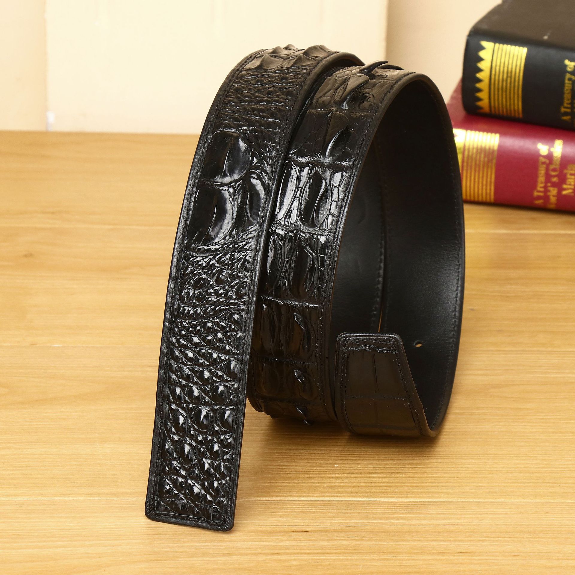 New crocodile bone pattern men's belt high-end fashion leather belt business belt tide factory processing wholesale