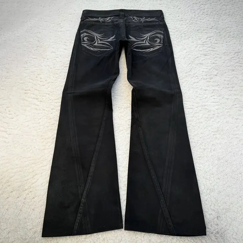 European and American Cross-Border Retro Punk American High Street Fashion Embroidered Personalized Trendy Jeans Casual Versatile Wide-Leg Pants