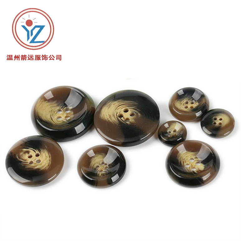 Resin Four-Hole Buttons with Solid Color Patterns for Woolen Coats, Trench Coats, Sweaters, and Fashion Buttons