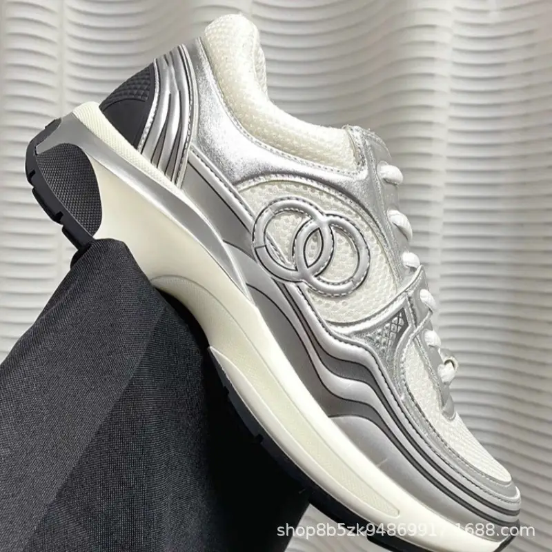 Double C Silver Horn King Thick-Soled Dad Shoes for Women 2024 Early Spring New Versatile Breathable Casual Sports Shoes High Heels