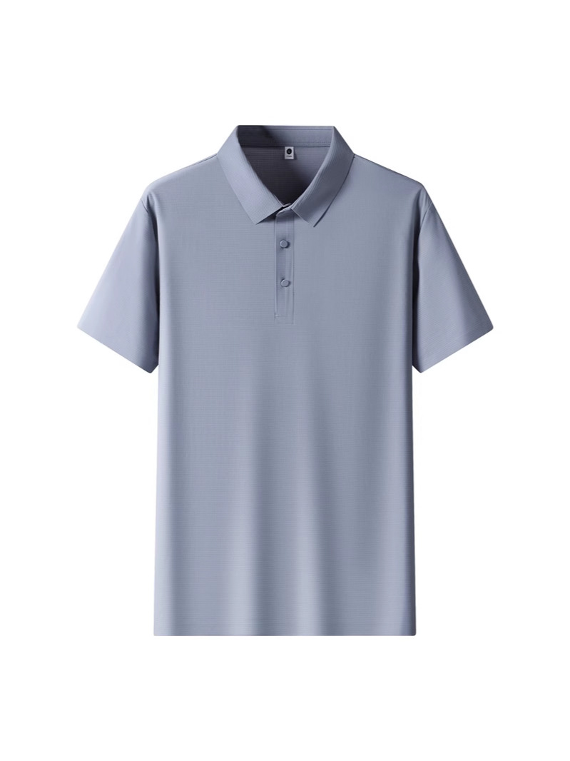 High TikTok Explosions Quality Summer Ice Sense Middle-aged and Elderly Men's Short-sleeved Lapp Seamless Seamless Adhesive Ice Silk POLO Shirt