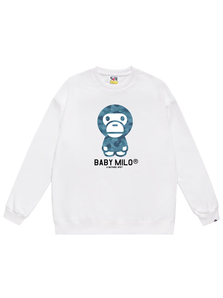 High-Quality Cross-Border Export Trendy Brand Bape Ape Head Pure Cotton Round Neck Shark Terry Sweatshirt Long-Sleeved Top Jacket