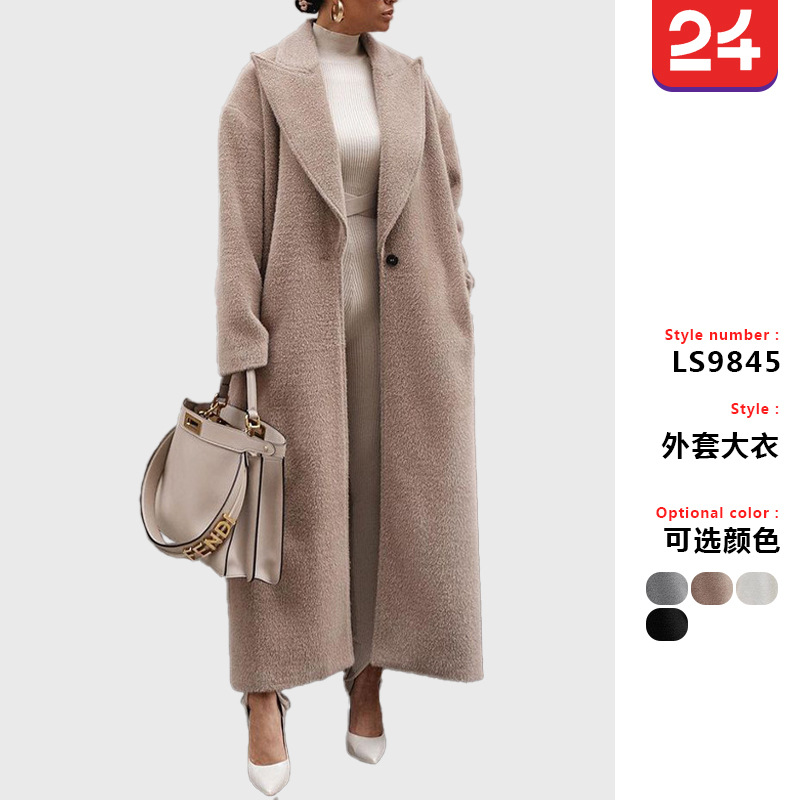 2025 European and American Autumn and Winter Cross-Border Export Direct Sales Warm Jacket Long-Sleeved Lapel Women's Plush Top Women's Outwear