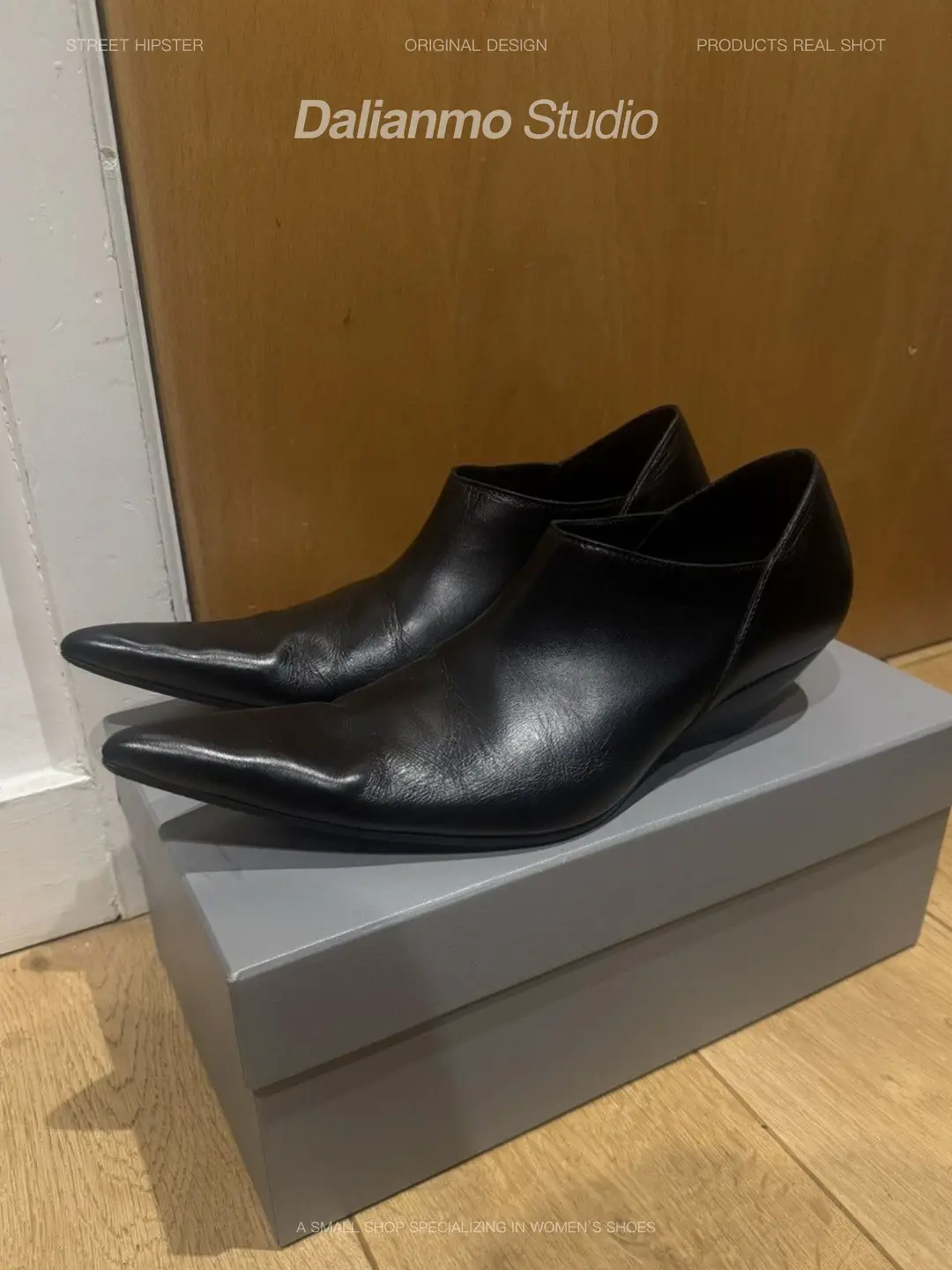 Black Pointed-Toe Subway Loafers for Men, Chunky Heel, Height-Increasing Slip-On Casual Leather Shoes, Dark Suit Shoes, Pointed-Toe Small Leather Shoes