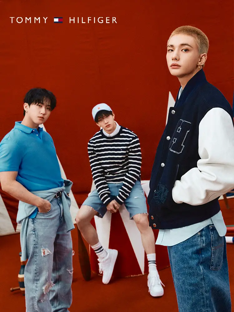 [Same Style as Stray Kids] Tommy25 New arrival Summer Men's Stretch Pique Mesh Short-Sleeved T-Shirt Polo Shirt