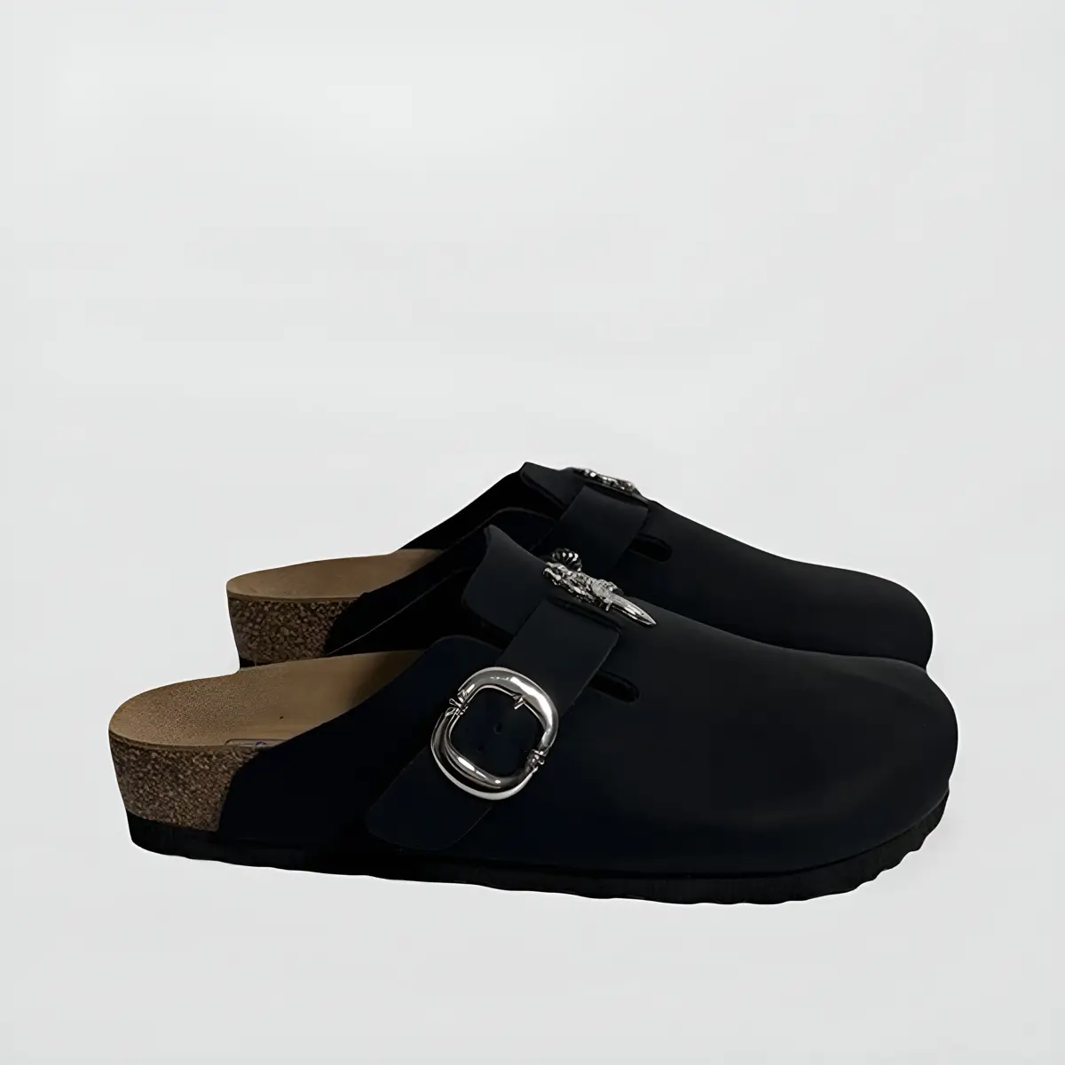 Remake Toe-Toe Leather Cowhide Slippers Customized and Modified in Black for Men and Women