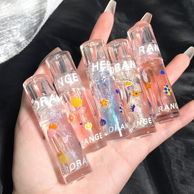 Herorange~Bobo Moisturizing Lip Gloss Transparent Lip Oil Water Glossy Mirror Glass Lip Glaze Lip Oil Lip Balm Affordable
