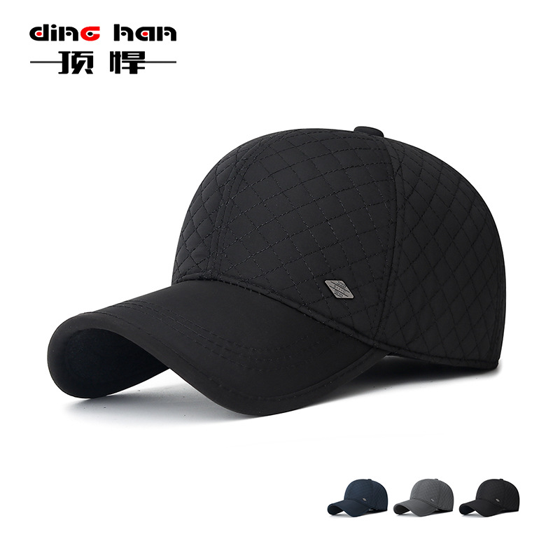 Winter Outdoor Truss Embroidered Hat Men's fleece-lined Thickened All-match Cap Men's Father Middle-aged and Elderly Ear Protection Baseball Cap