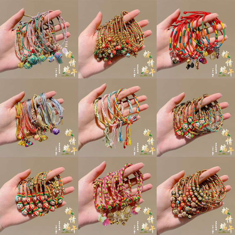 Children's Handmade Woven Bracelets Wholesale Ethnic Style Dragon Boat Festival Colorful String Hand Ornaments Sachet 2026 New Style Finished Hand Ropes