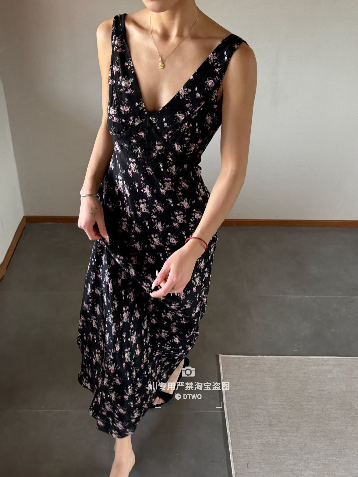 Dtwo Spring/Summer New Original Design Thirteen Lines Women's Wholesale Tea Break French Floral Elegant Dress