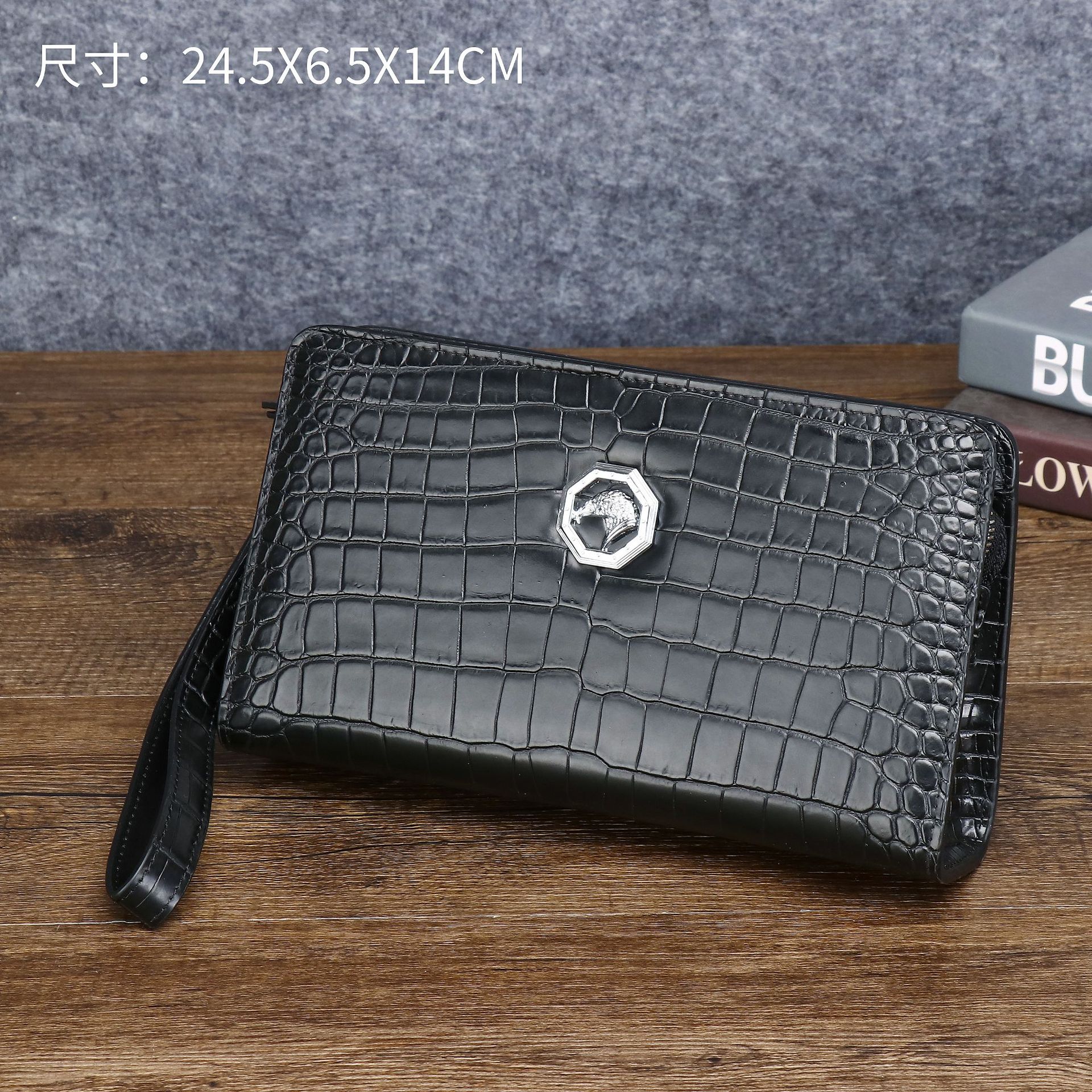 New Style Crocodile Belly Pattern Men's Large Clutch Bag, High-End Large-Capacity Wallet, Multi-Functional Business Clutch Bag, Factory Wholesale