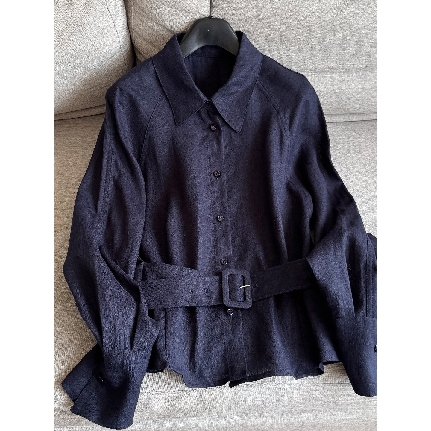 2026 Spring New Linen Short Waist-Cinching Raglan Sleeve Shirt Jacket for Women Wholesale N6Bt26016