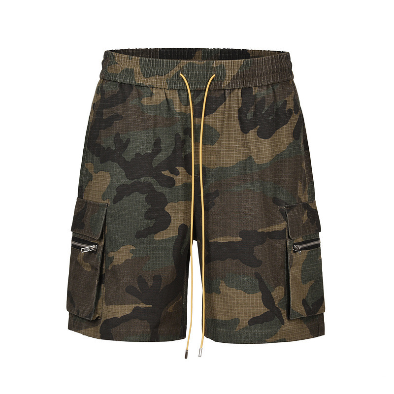 European and American High Street Style Ro-Inspired Multi-Pocket Washed Camouflage Cargo Shorts Beach Shorts Foto QC de 1688 na Qualit.ly