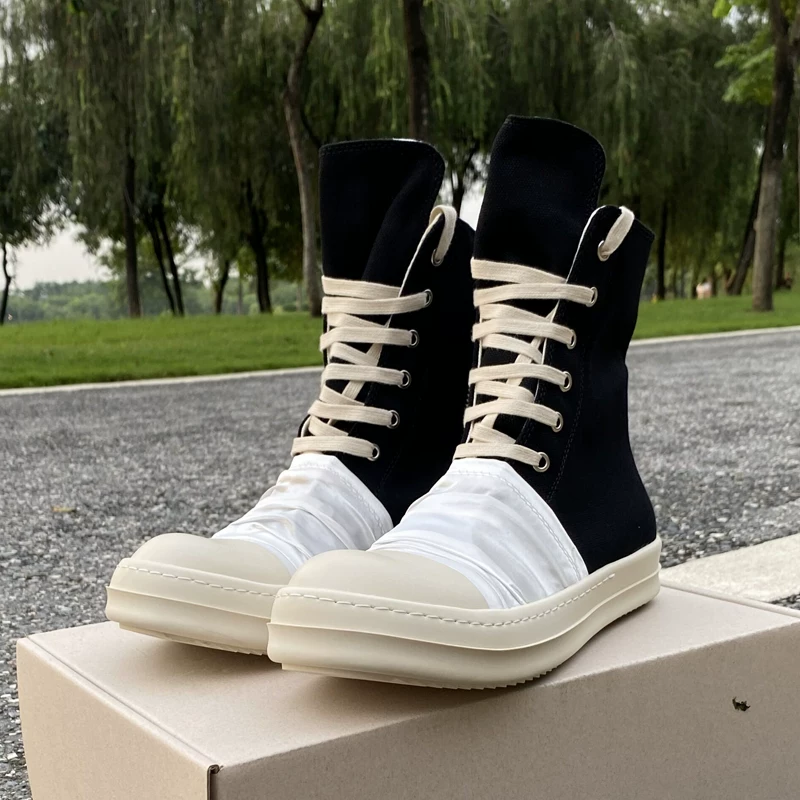 RO FABLED 高帮鞋男绸缎褶皱蒙面绷带帆布鞋厚底欧美潮鞋女情侣