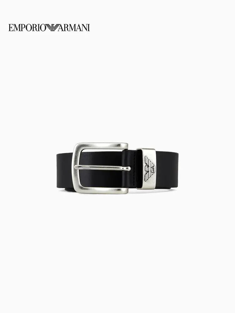 Emporio Armani/Armani 2025 Spring New arrival Men Cow Leather Pin Buckle Fashion Belt Official