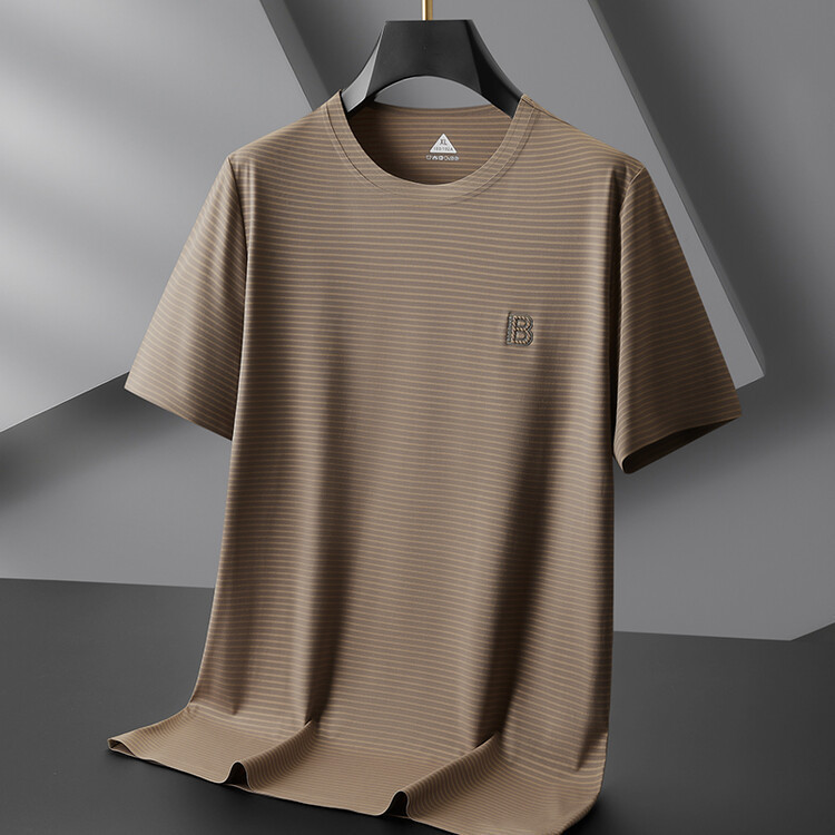 Plus Size Short-sleeved T-shirt Men's Summer Loose Ice Silk Crewneck Loose plus size Casual Half-sleeved T-shirt Trendy