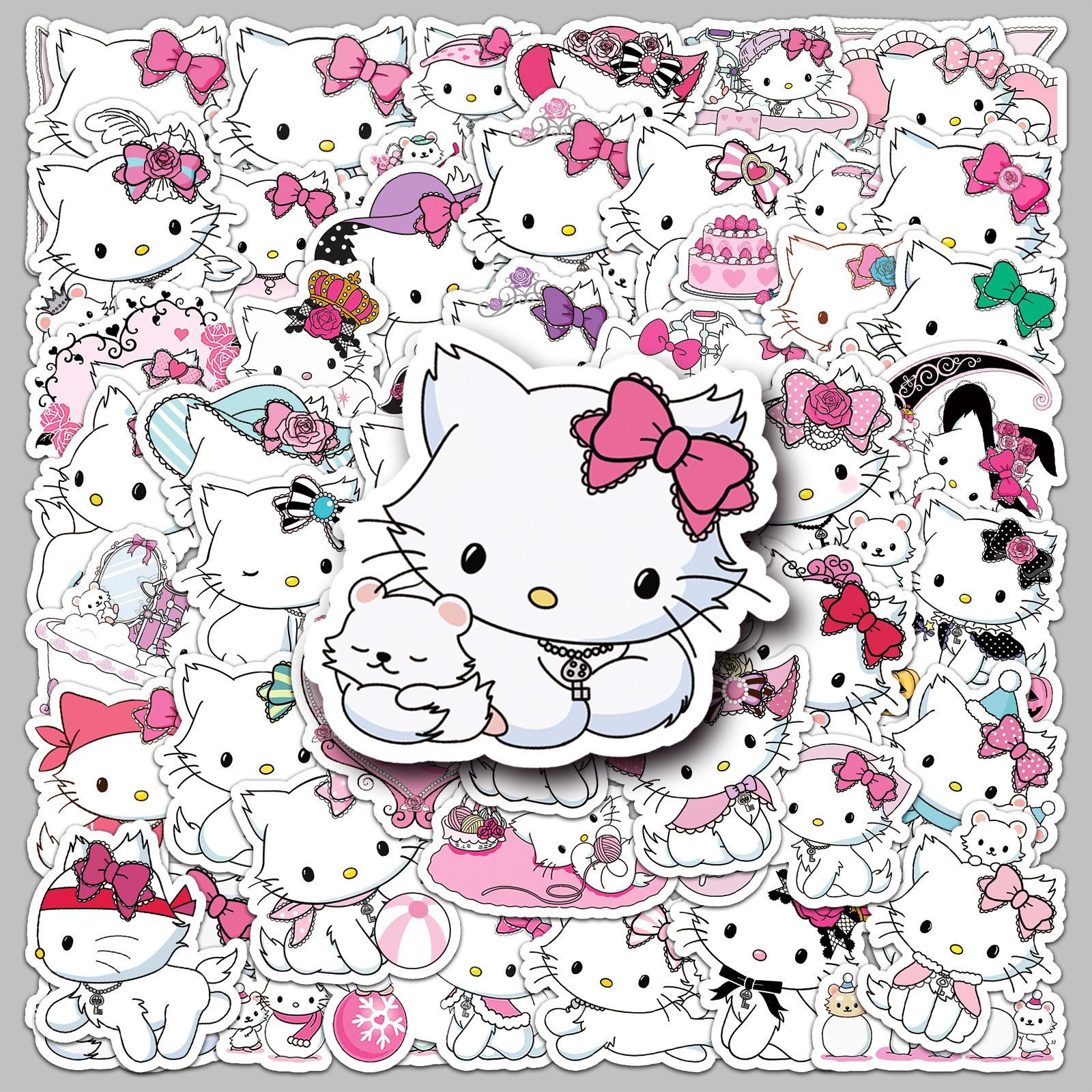 50 Qiao Mi Sanrio Stickers Charmmy Cartoon Cute Cat Animal Mobile Phone Waterproof Dripping Adhesive Stickers