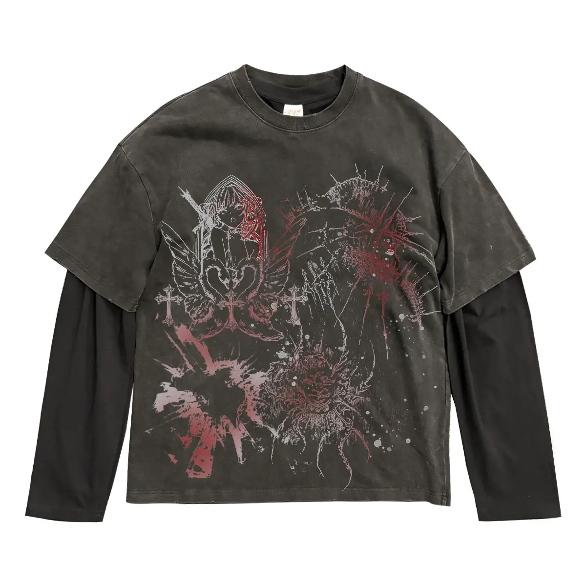 Ten porphyrin SHIBU broken ins Harajuku style light subculture genderless design wear illustrated two-piece t-shirt