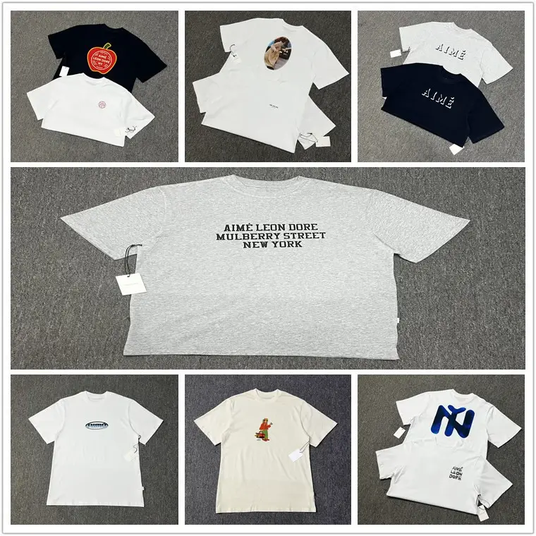 American fashion Aime artist graffiti three-dimensional letter printing round neck loose short sleeve men and women couple T-shirt