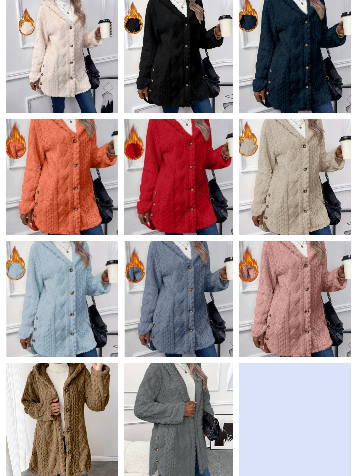 2025 Autumn/Winter Amazon Independent Site European and American Style Hooded Double-Sided Fleece Cardigan Long Sleeve Casual Warm Jacket