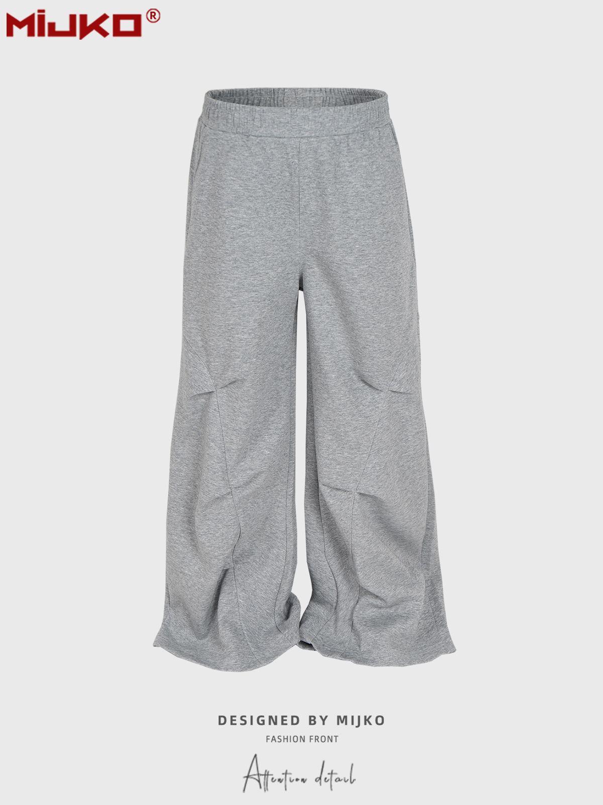 MIJKO Men's Wear Women's High Street Sports Trousers Design Sense Pleated Crease Men's and Women's Wide Foot Casual Pants