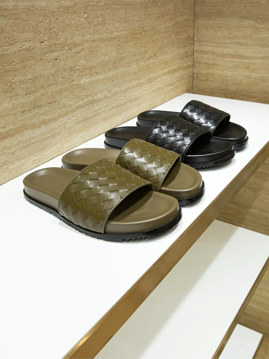 [5500 Bv Version] Genuine Leather Cowhide Woven pure color Sandals Summer Men Casual Slippers