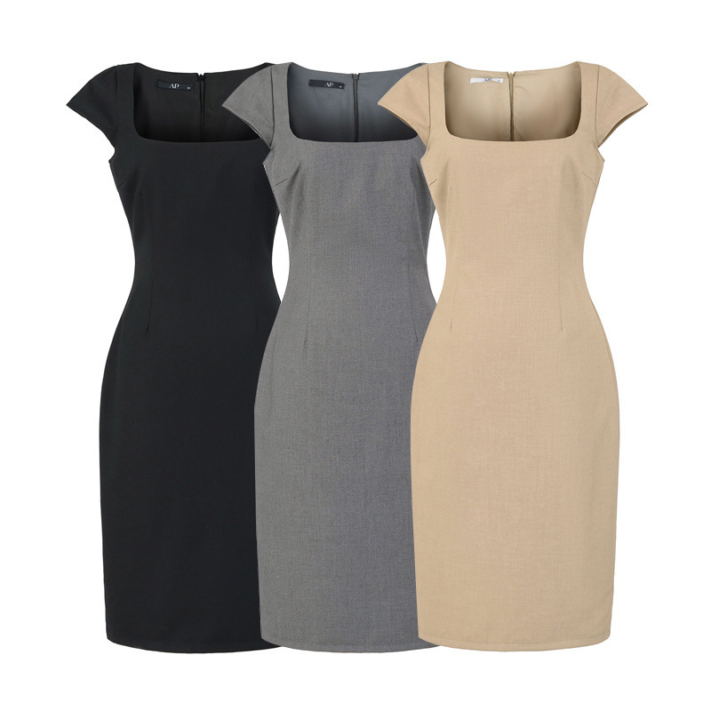 Elegant Suit-Style Waist-Cinching Dress for Women, Sexy Square-Neck Slim-Fit Bodycon Dress That Enhances Figure, Short Dress