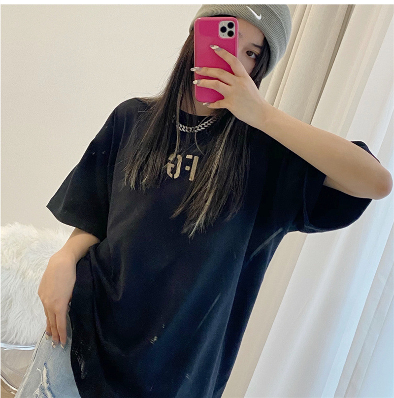 Fog Season 7 Essentialszone New Fg Flocked Short-Sleeved High Street Couple Round Neck T-Shirt Trendy Men and Women