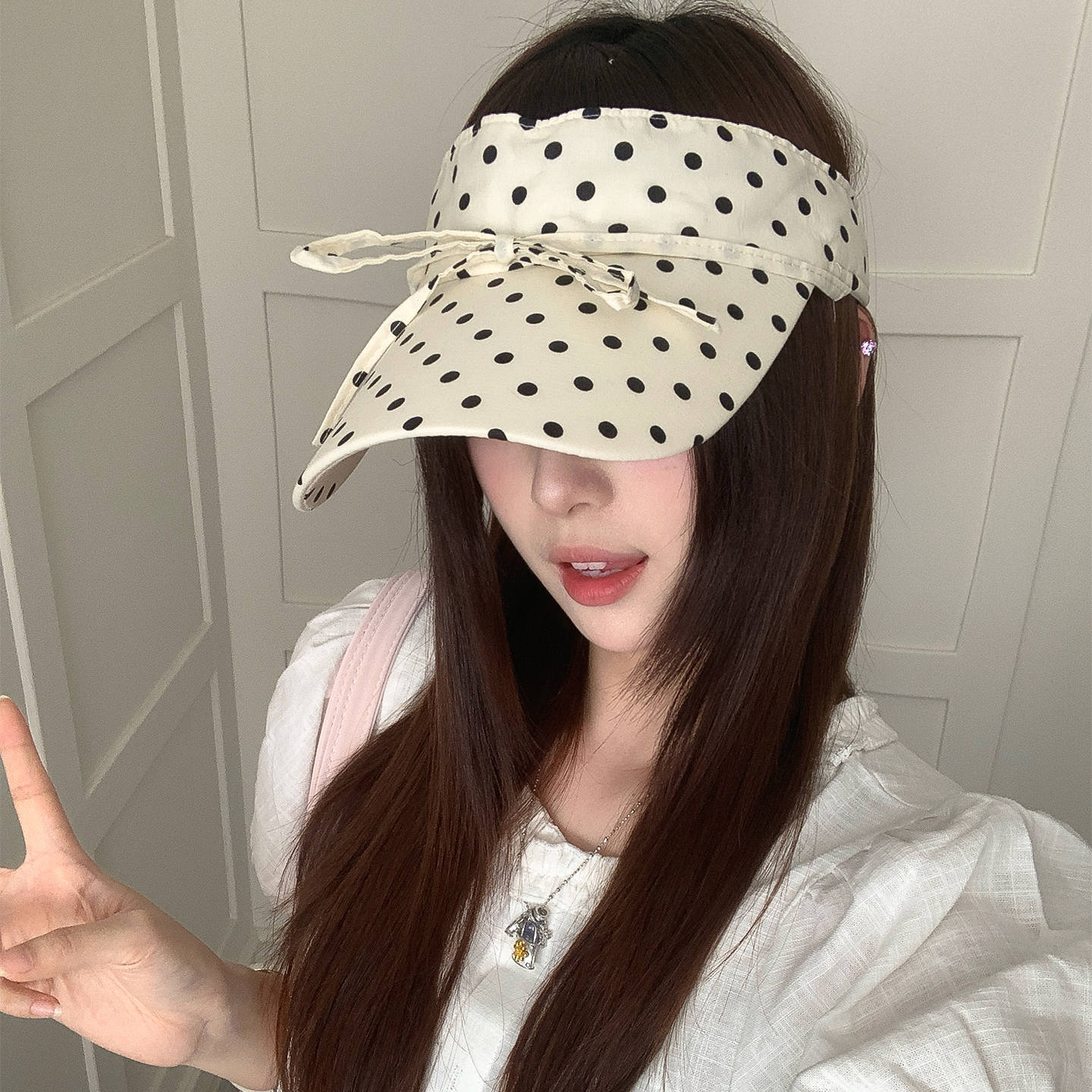 Korean-Style Bowknot Polka Dot Visor Hat for Women 2026 New Large Head Circumference Outdoor Sun Hat That Makes the Face Look Smaller Baseball Cap