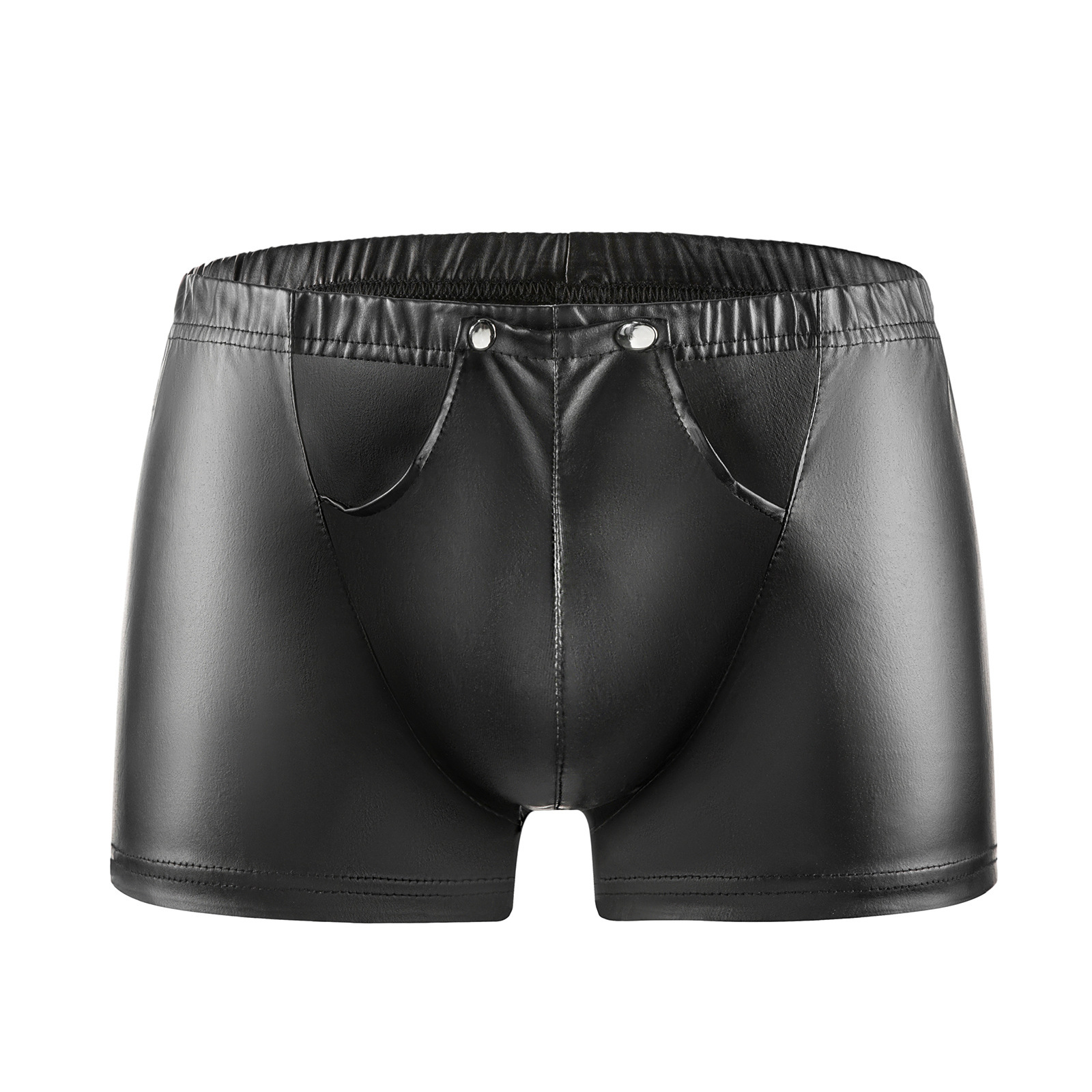 Cherry Temptation Cross-Border Men's High-Gloss Matte White Zipper Leather Pants Sexy Open-Crotch Soft Leather Shorts Ktv Performance