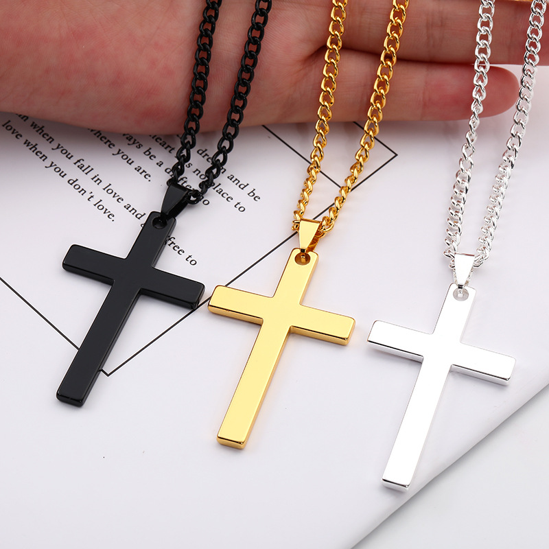 Cafe billion jewelry Europe and the United States cross-border new stainless steel cross men's necklace titanium steel pendant jewelry accessories