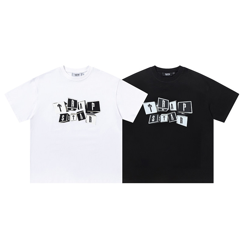 Small Box Pattern Letter Print Short Sleeves