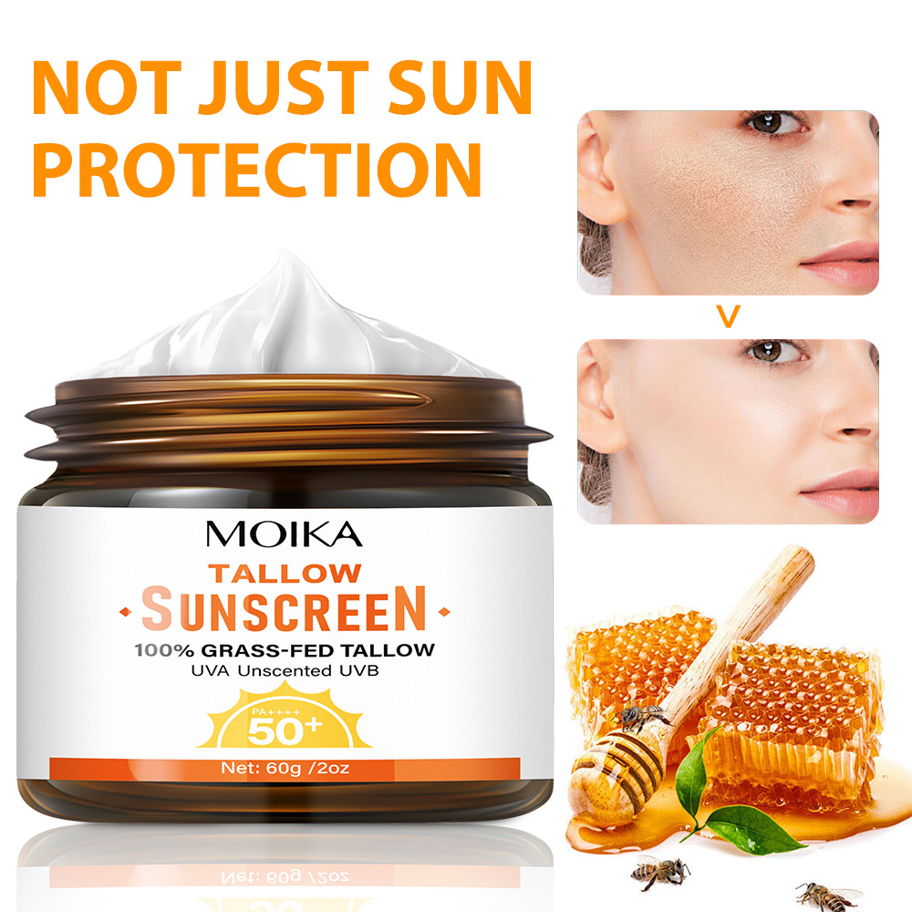 Cross-border full English tallow zinc mineral sunscreen moisturizing spf50 body facial isolation sunscreen foreign trade wholesale