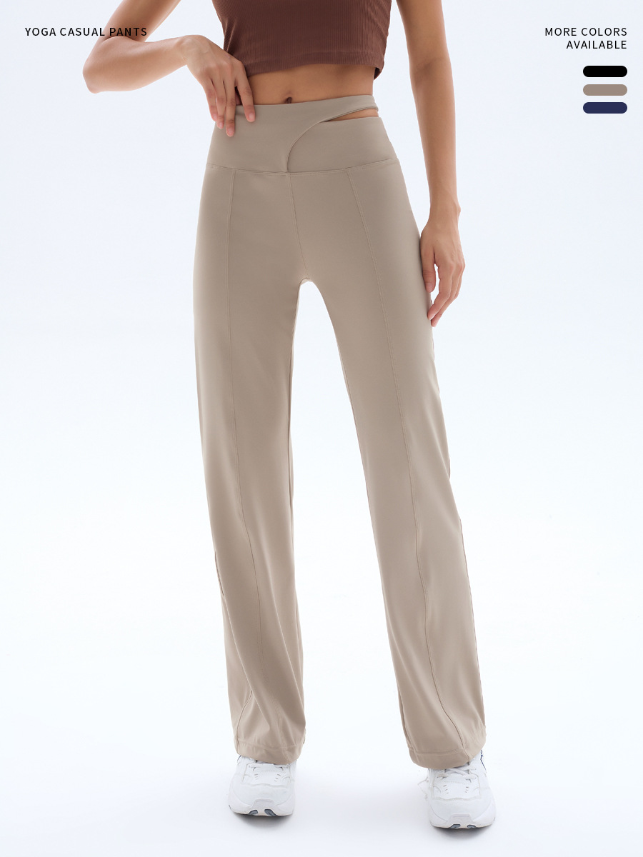 Yoga High Waist Wide Leg Pants Straight Casual Dance Pants Women's Sports Pants Hollow Waist 2024 New