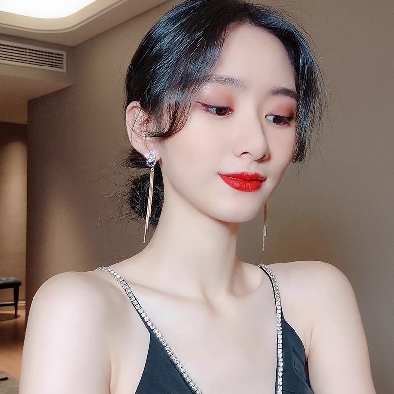 S925 Silver Needle Double Ring Tassel Earrings for Women 2026 New Popular Style High-End Earrings Light Luxury Niche Style Earrings