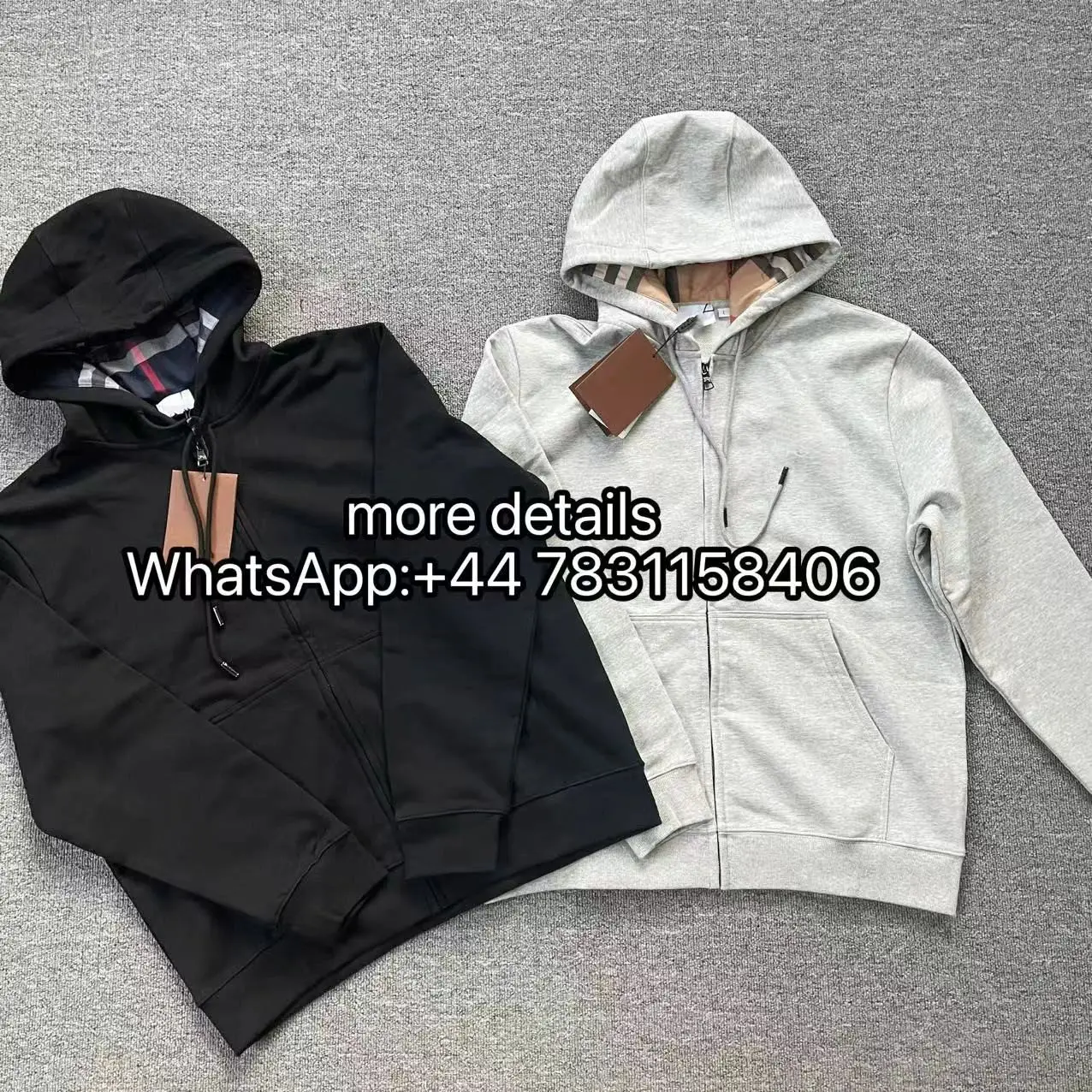 Burberry Zip Hoodie Black and Grey