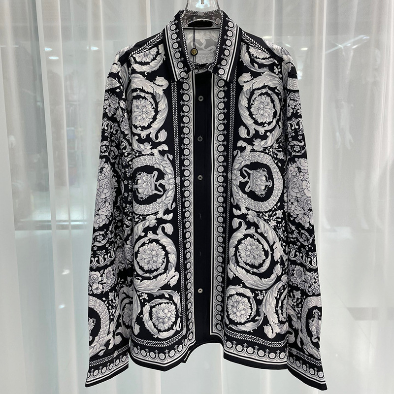 2024 Autum New European and American Cross-Border Foreign Trade Fashion Youth Popular Digital Printing Men's Long-Sleeved Shirts