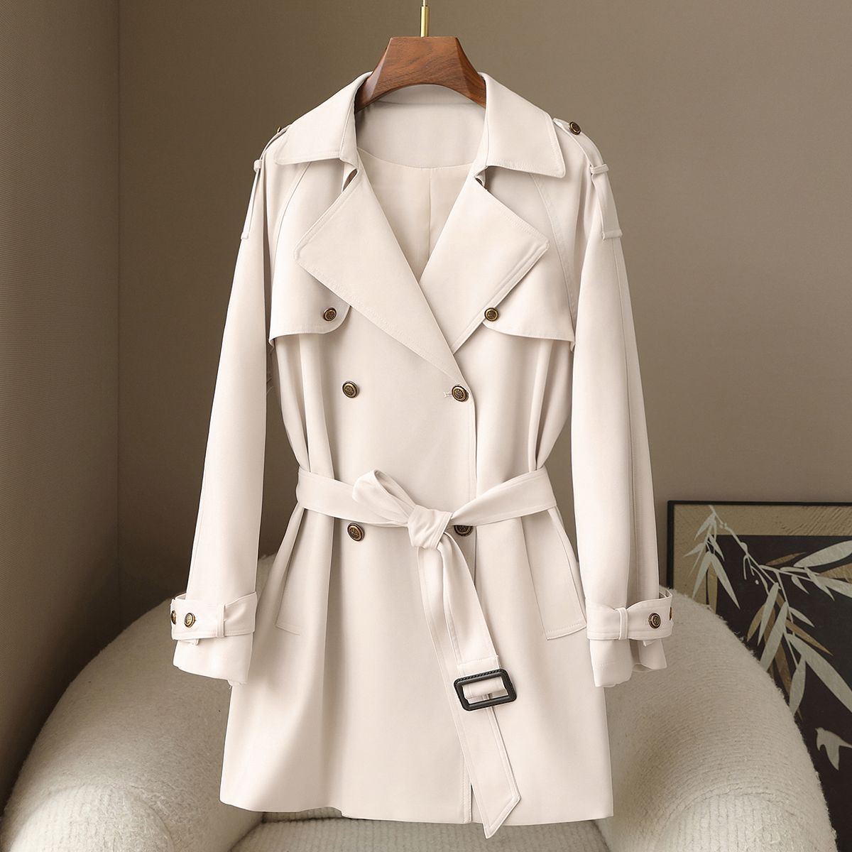 Small Quantity of Clothing 2025 Spring and Autum New Elegant Casual Windbreaker Jacket British Style Double-Breasted Slim Outwear
