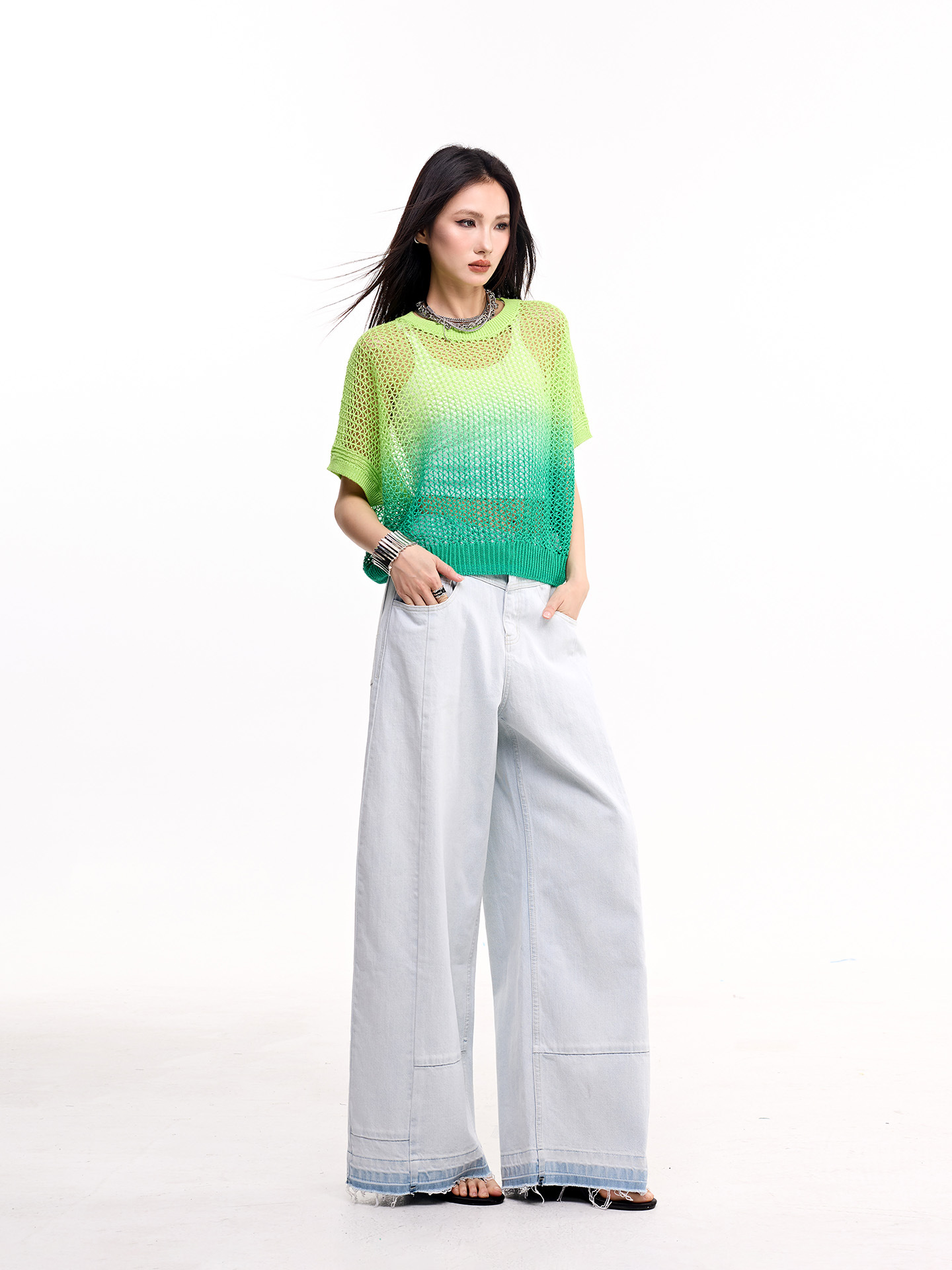 Tuogu Spring New Korean-Style Light-Colored Wide-Leg Jeans for Women, Slimming High-Waisted Loose Casual Straight Pants New Model