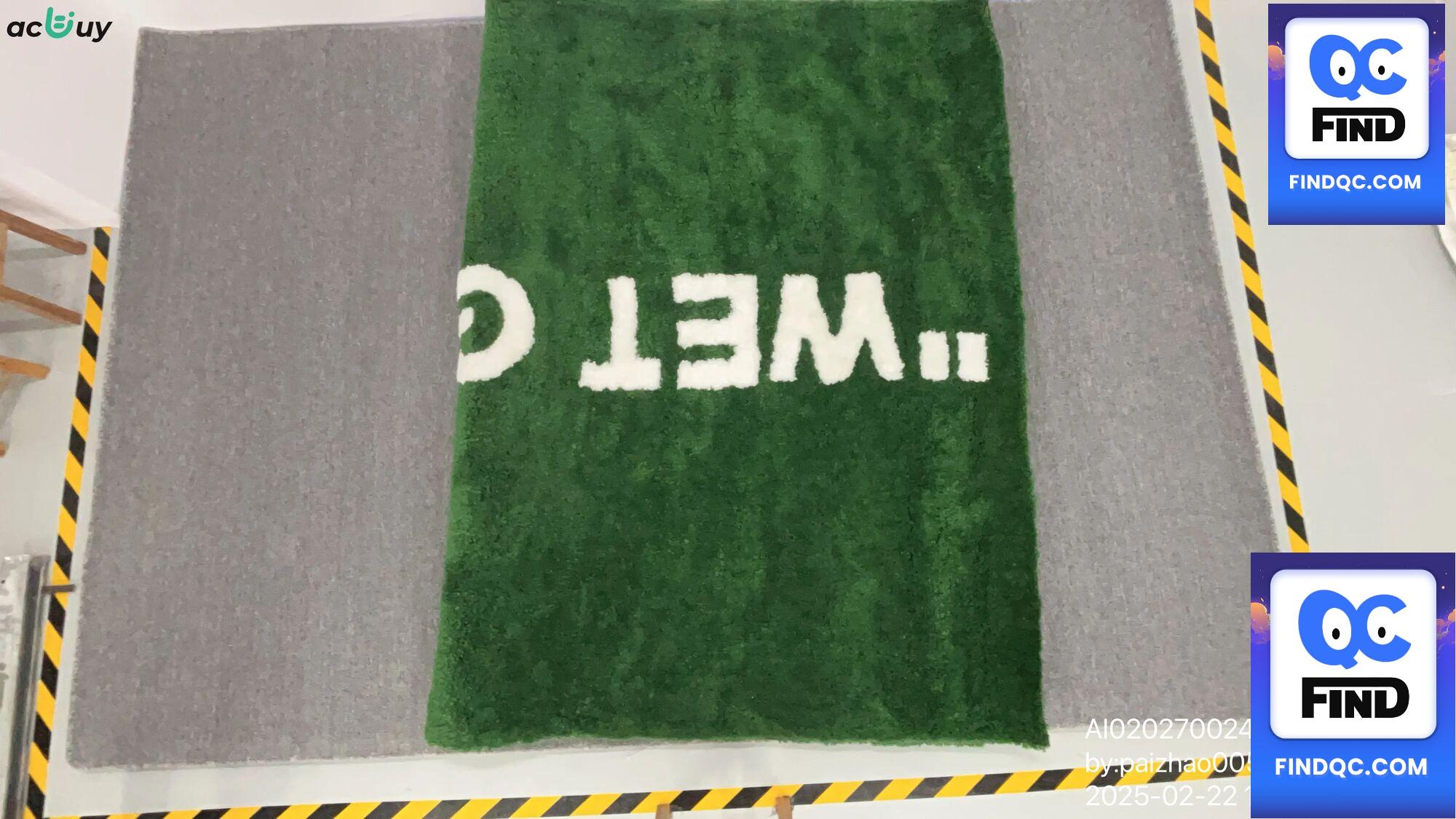 Machine-Woven Cotton Base Wetgrass Offwhite Ow Collaboration Trendy Brand Long-Pile Carpet for Living Room and Bedroom Green Grass Carpet QC