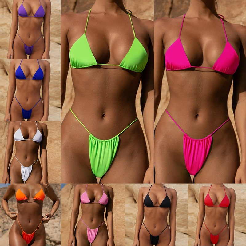 Foreign Trade Bikini New Split Women's Swimwear Lace-up Amazon AliExpress Cross-border Special for Good Selling at Low Price
