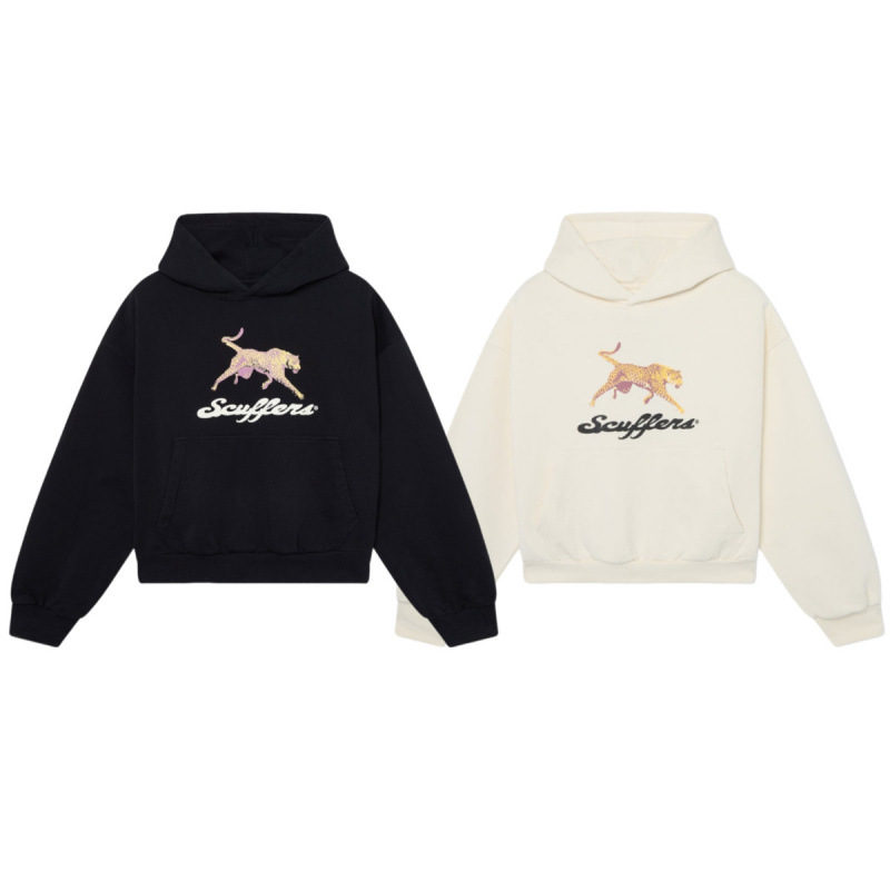 Harajuku Scuffers Cheetah Print Hoodies Women Setwear Sweats
