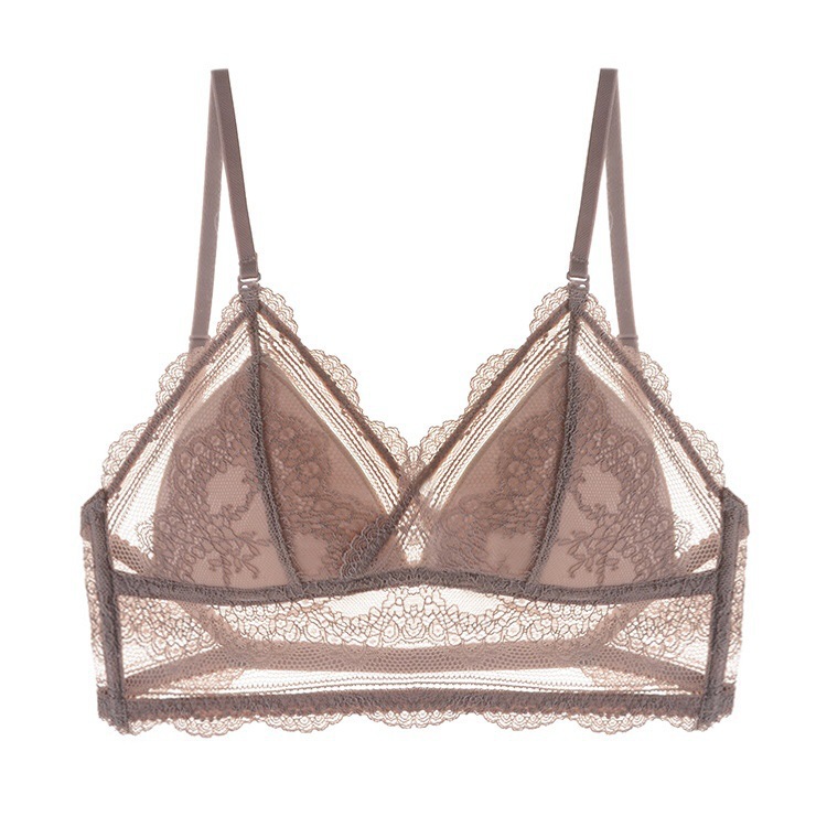 French Style Sexy U-shaped Beautiful Back Underwear Women's Non-rimmed Thin Bra Invisible Backless Lace Triangle Cup Bra