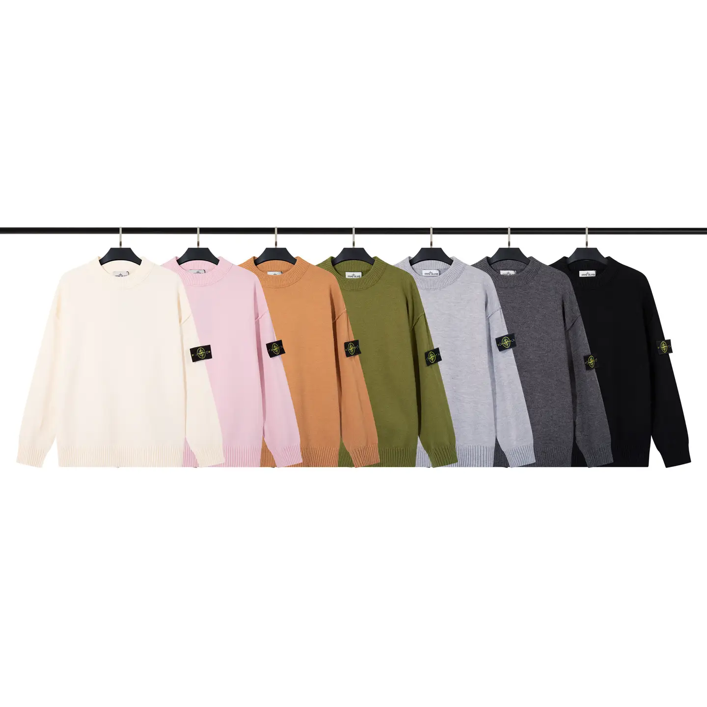 Cross-Border European and American Stone Stone Zipper Open Chest Stand Collar Badge Functional Hooded Knitwear Sweater for Men and Women Island Ins