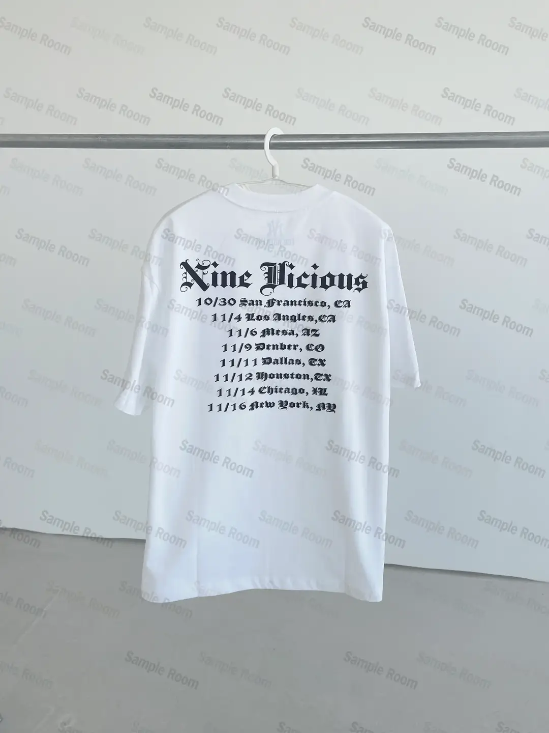 Nine Vicious “For Nothing” Tour Tee Heavyweight Wide Ribbed Collar Printed T-Shirt