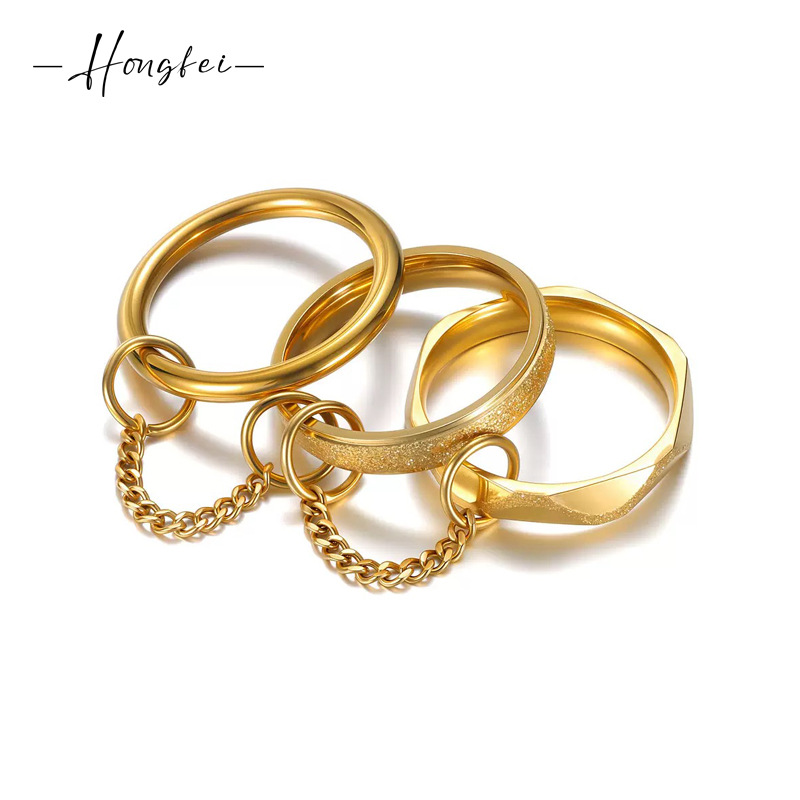 Cross-Border Supply of Personalized and Creative Stainless Steel Stacking Men's Rings Ins Punk Style Rings Titanium Steel That Does Not Fade