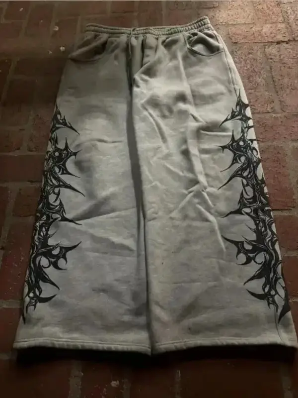 Printed Loose Elastic Waist Straight Leg Pants for Men and Women