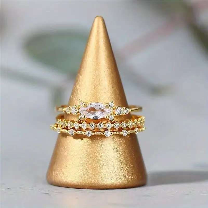 Cross-border Foreign Trade Jewelry Honeycomb Full Zircon Ring Women's Light Luxury Niche Design Rai Diamond Stacked Wear Personalized Combination Ring