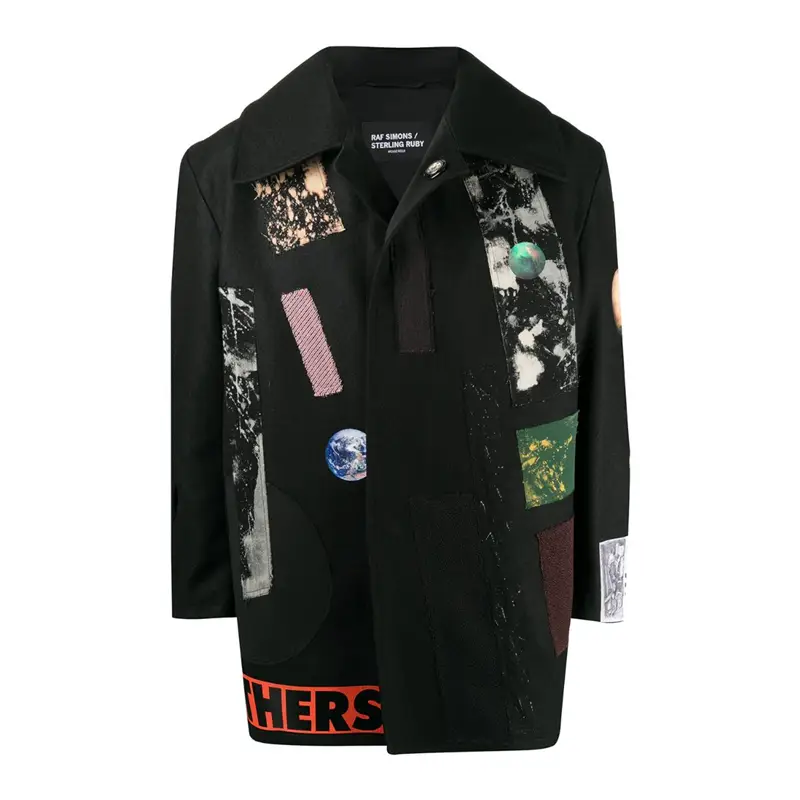 Rafsimonssterlingrubyarchive Style Splash-Ink Patch Loose Woolen Coat in Stock