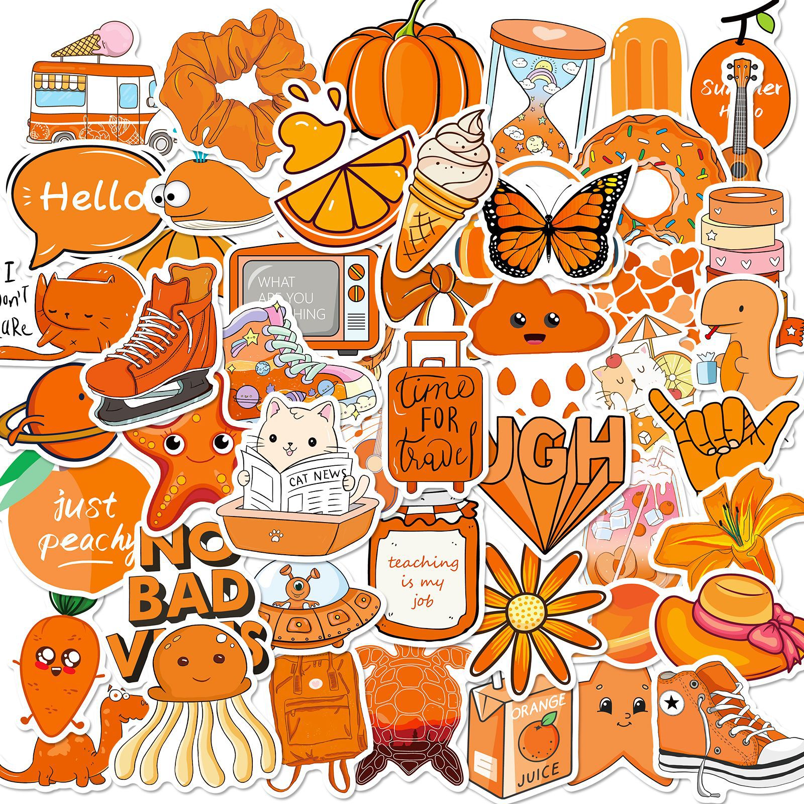 50 Orange fresh ins graffiti stickers luggage notebook mobile phone stickers VSCO Orange turtle
